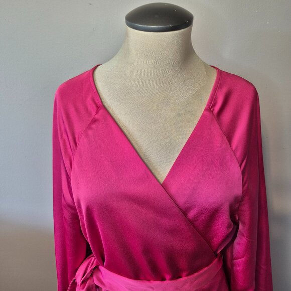 Revolve Friends & Lovers Fuchsia Pink Megan Wrap Dress Size XL - Picture 3 of 11
